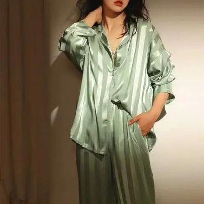 Classic Striped Pajama Set for Women – Comfortable & Stylish Sleepwear-Caliboot