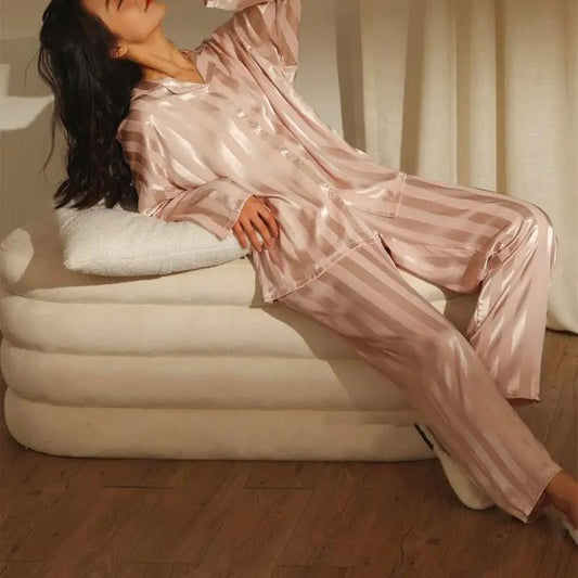 Classic Striped Pajama Set for Women – Comfortable & Stylish Sleepwear-Caliboot
