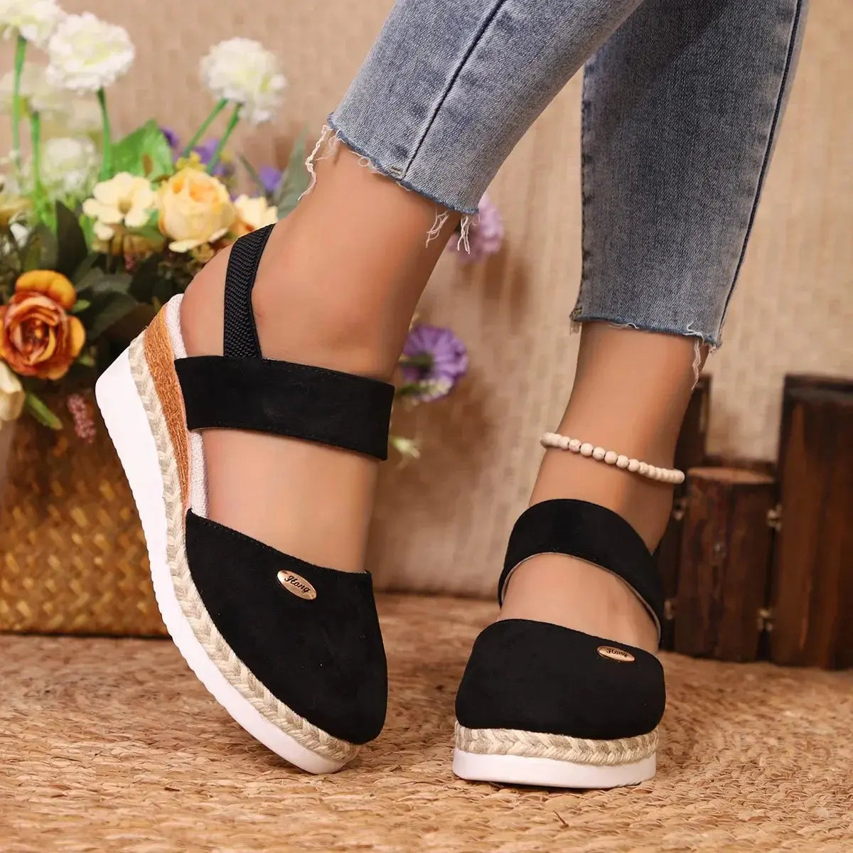 Closed Toe Wedge Sandals for Women – Stylish & Comfortable Black Wedge Heels