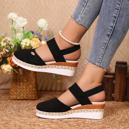 Closed Toe Wedge Sandals for Women – Stylish & Comfortable Black Wedge Heels