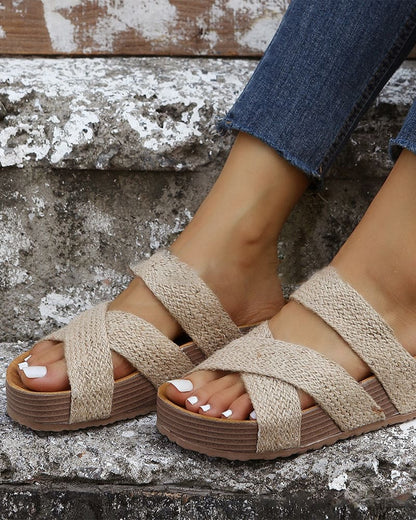Crisscross Wedge Sandals for Women – Chic & Comfortable Design