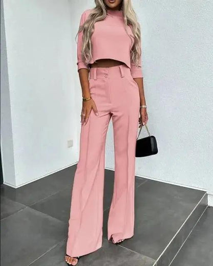 Cropped Top and Trousers Set for Women – Effortlessly Stylish & Comfortable-Caliboot