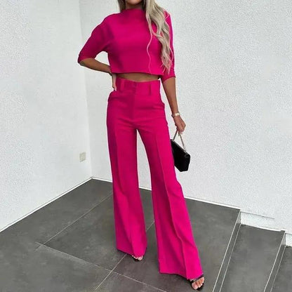 Cropped Top and Trousers Set for Women – Effortlessly Stylish & Comfortable-Caliboot