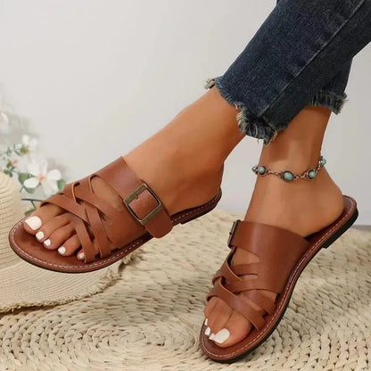 Cross-Hollowed Summer Slippers for Women – Stylish & Comfortable