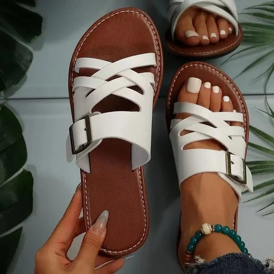 Cross-Hollowed Summer Slippers for Women – Stylish & Comfortable