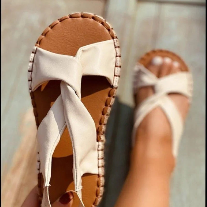 Cross-Strap Flat Sandals for Women – Stylish & Comfortable