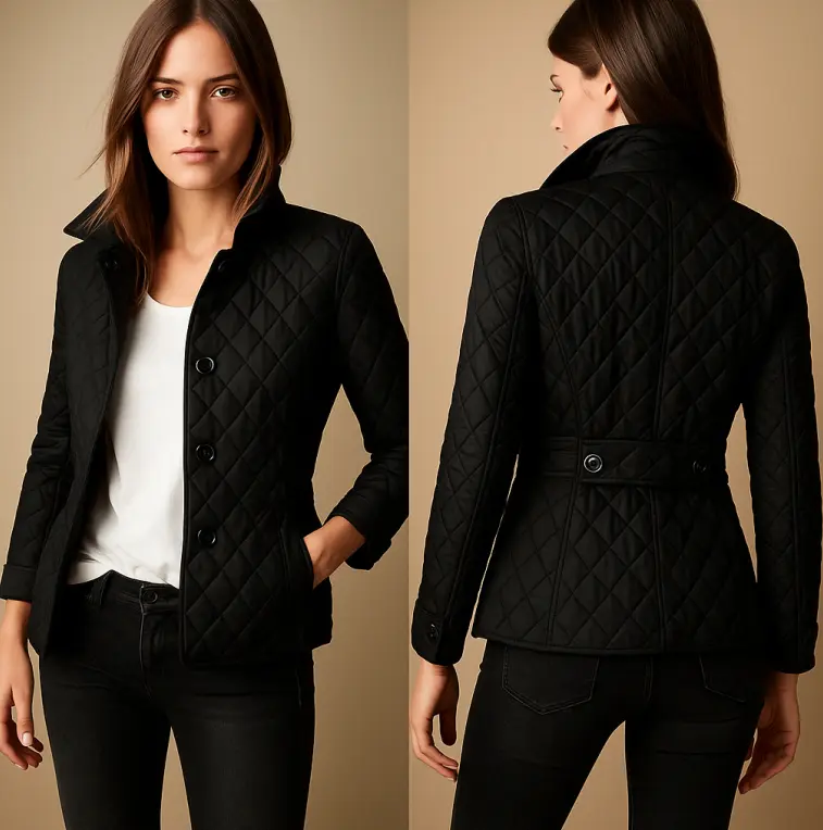 Diamond Quilted Jacket for Women – Stylish & Cozy Winter Layer-Caliboot