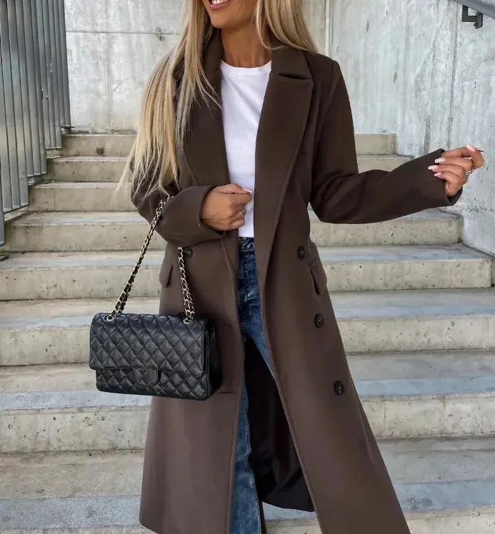 Double-Breasted Winter Coat for Women – Elegant & Structured-Caliboot