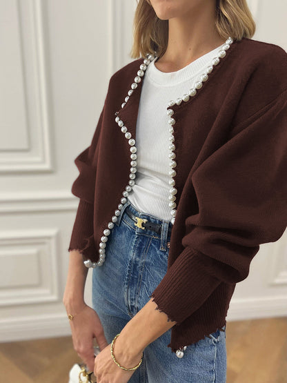 Elegant Pearl Trim Cardigan for Women – Stylish & Versatile Layering Piece 10