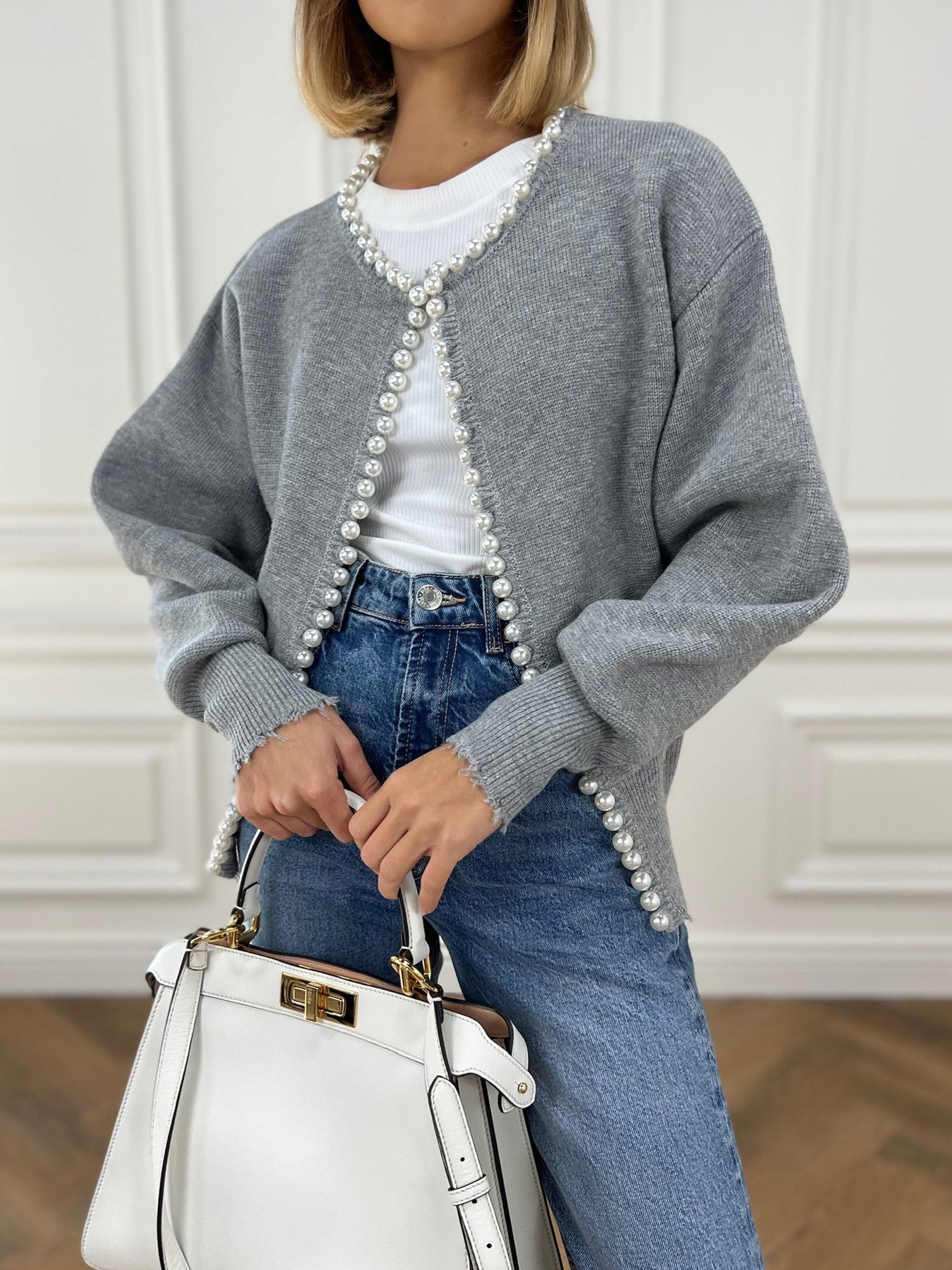 Elegant Pearl Trim Cardigan for Women – Stylish & Versatile Layering Piece 11