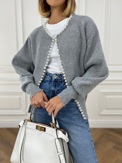 Elegant Pearl Trim Cardigan for Women – Stylish & Versatile Layering Piece 11