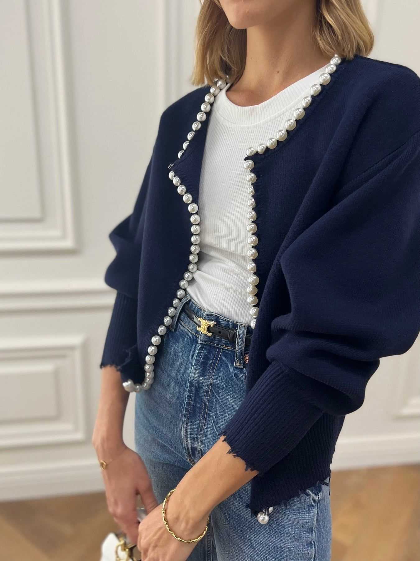 Elegant Pearl Trim Cardigan for Women – Stylish & Versatile Layering Piece 12