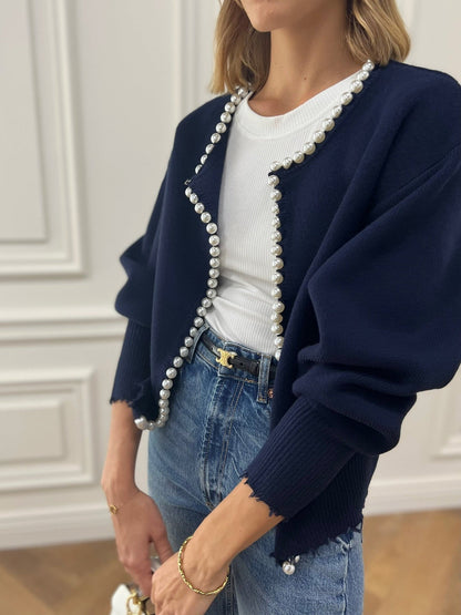 Elegant Pearl Trim Cardigan for Women – Stylish & Versatile Layering Piece 12