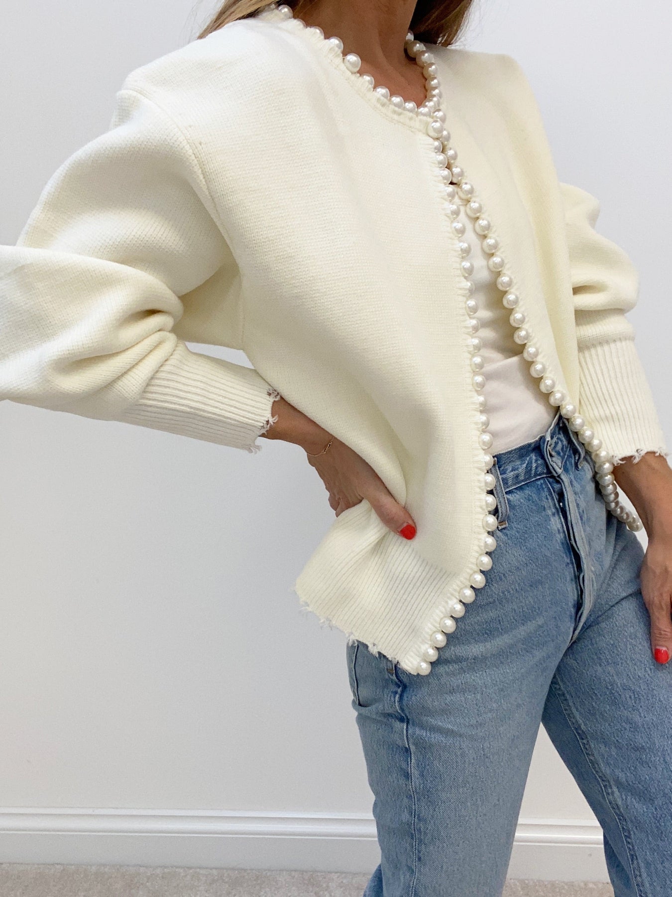 Elegant Pearl Trim Cardigan for Women – Stylish & Versatile Layering Piece 2