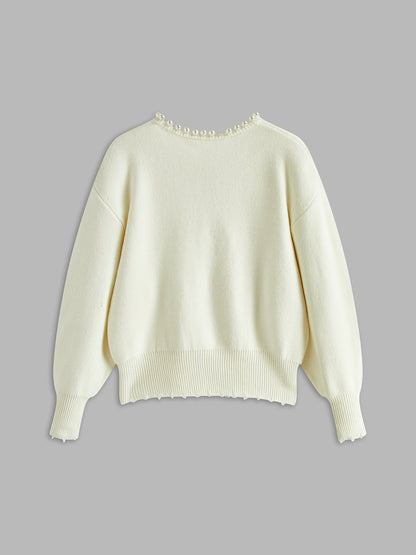 Elegant Pearl Trim Cardigan for Women – Stylish & Versatile Layering Piece 5