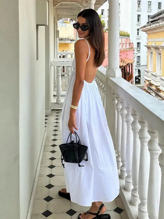 Elegant White Midi Dress for Women – Perfect for Weddings & Summer Events 0