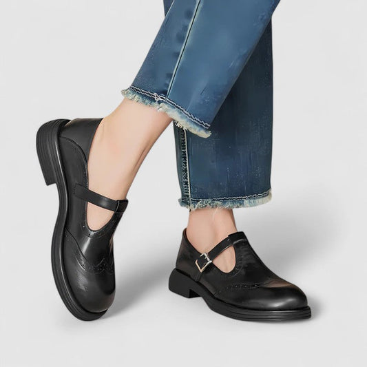 Emily | Classic Women’s Leather T-Strap Shoes Caliboot