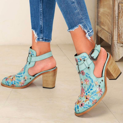 Embroidered Floral Ankle Boots for Women – Chic Western Style