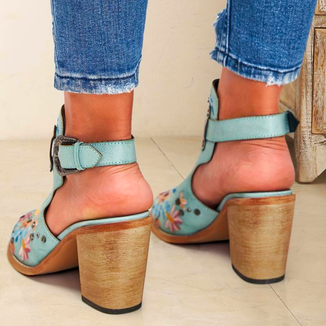 Embroidered Floral Ankle Boots for Women – Chic Western Style