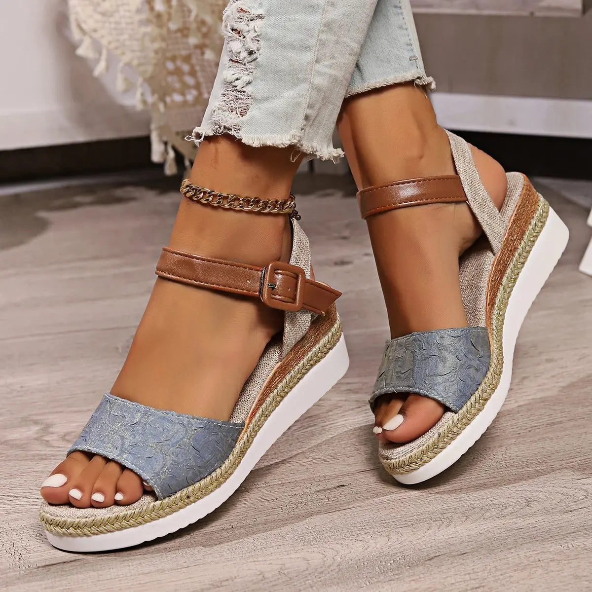 Espadrille Wedge Sandals for Women – Stylish & Comfortable Open Toe Design