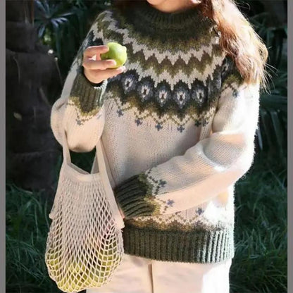 Fair Isle Crewneck Jumper for Women – Cozy & Versatile-Caliboot