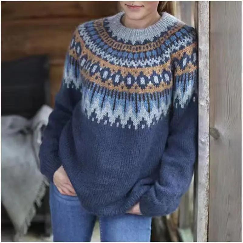 Fair Isle Crewneck Jumper for Women – Cozy & Versatile-Caliboot