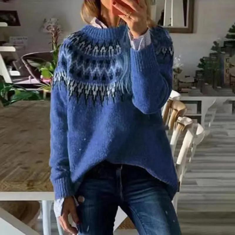Fair Isle Crewneck Jumper for Women – Cozy & Versatile-Caliboot