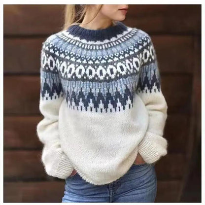Fair Isle Crewneck Jumper for Women – Cozy & Versatile-Caliboot