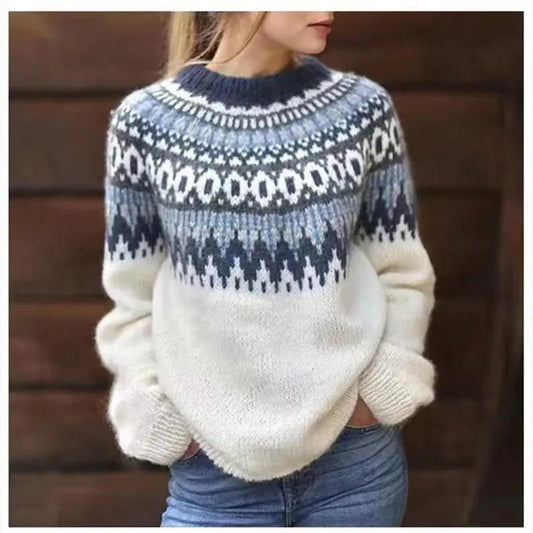 Fair Isle Crewneck Jumper for Women – Cozy & Versatile-Caliboot