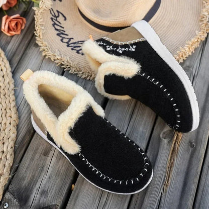 Faux Fur Lined Ankle Boots for Women – Cozy & Fashionable Black Booties