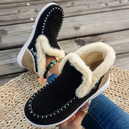 Faux Fur Lined Ankle Boots for Women – Cozy & Fashionable Black Booties