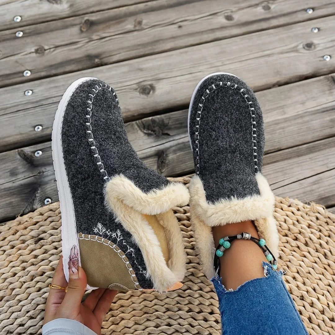Faux Fur Lined Ankle Boots for Women – Cozy & Fashionable Black Booties