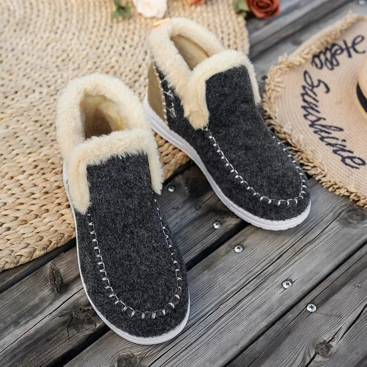 Faux Fur Lined Ankle Boots for Women – Cozy & Fashionable Black Booties