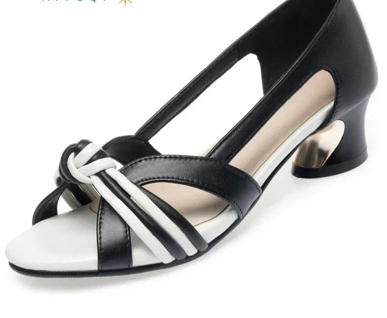 Fish Toe Mid-Heel Slip-On Shoes for Women – Stylish & Comfortable
