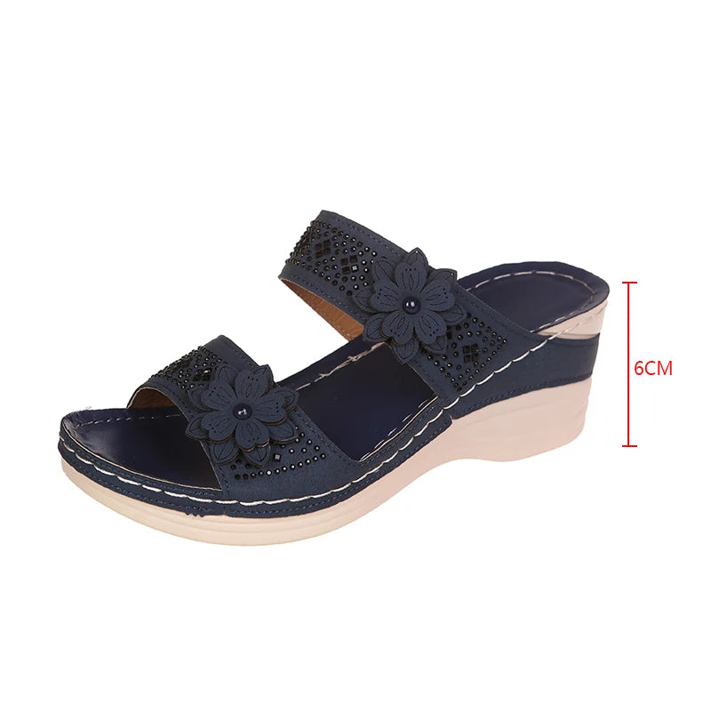 Floral Accent Wedge Sandals for Women – Stylish & Comfortable Wedge Heels