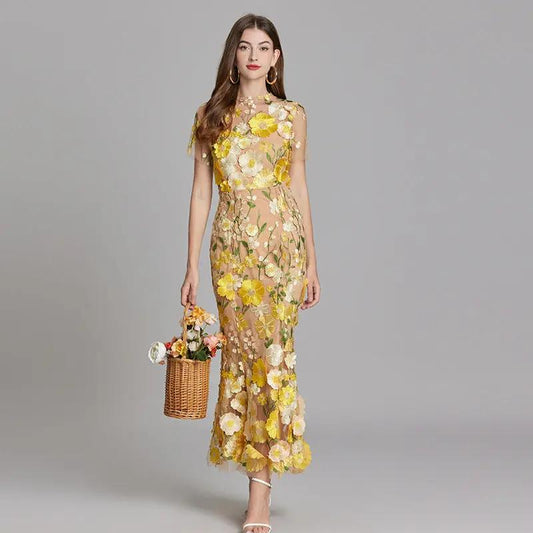 Floral Embroidered Maxi Dress for Women – Lightweight & Breezy-Caliboot