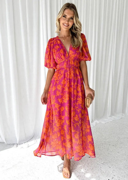 Floral Midi Dress for Women – Lightweight & Stylish for Summer-Caliboot