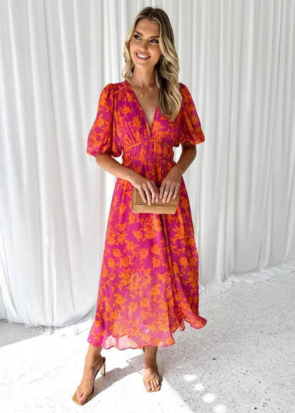 Floral Midi Dress for Women – Lightweight & Stylish for Summer-Caliboot