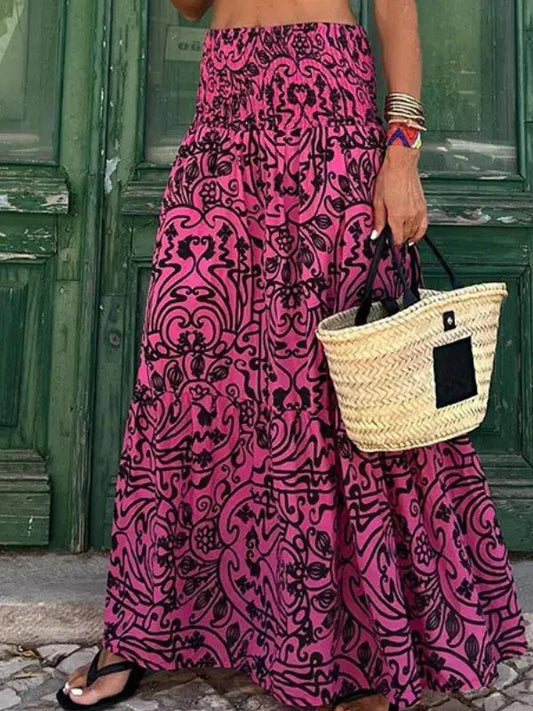 Floral Print Maxi Skirt for Women – Effortless Bohemian Style-Caliboot