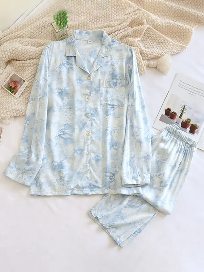 Floral Pyjama Set for Women – Elegant & Comfortable Loungewear-Caliboot