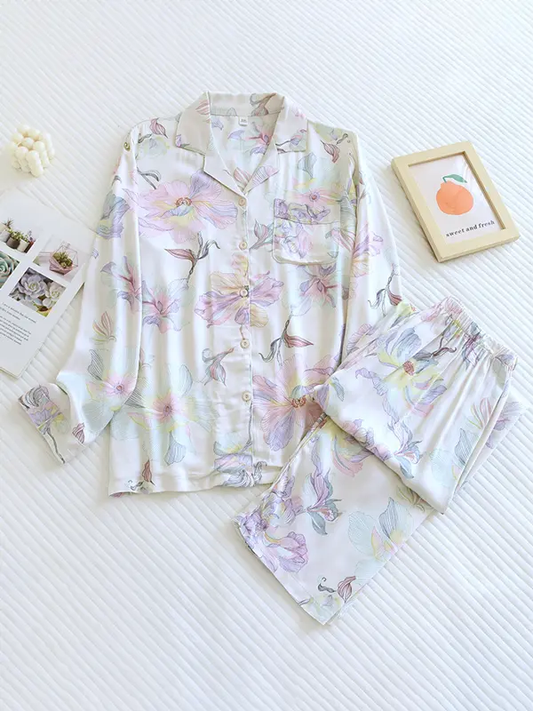 Floral Pyjama Set for Women – Elegant & Comfortable Loungewear-Caliboot