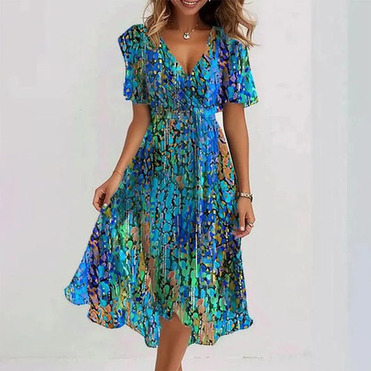 Floral Midi Dress for Women – Effortless Elegance & Flowing Fit for Summer Events 0