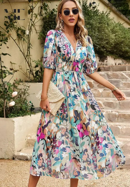 Floral Midi Dress for Women – Elegant & Effortless Style 4