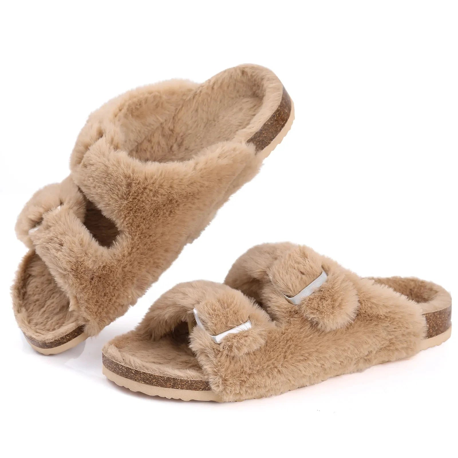 Fur-Lined Suede Clogs for Women – Cozy & Adjustable Comfort