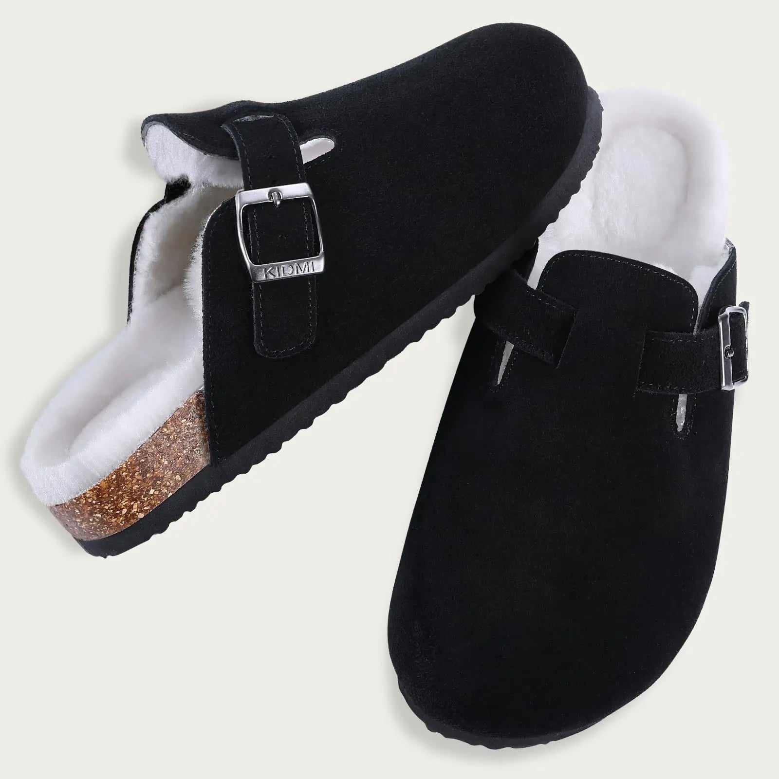 Fur-Lined Suede Clogs for Women – Cozy & Adjustable Comfort
