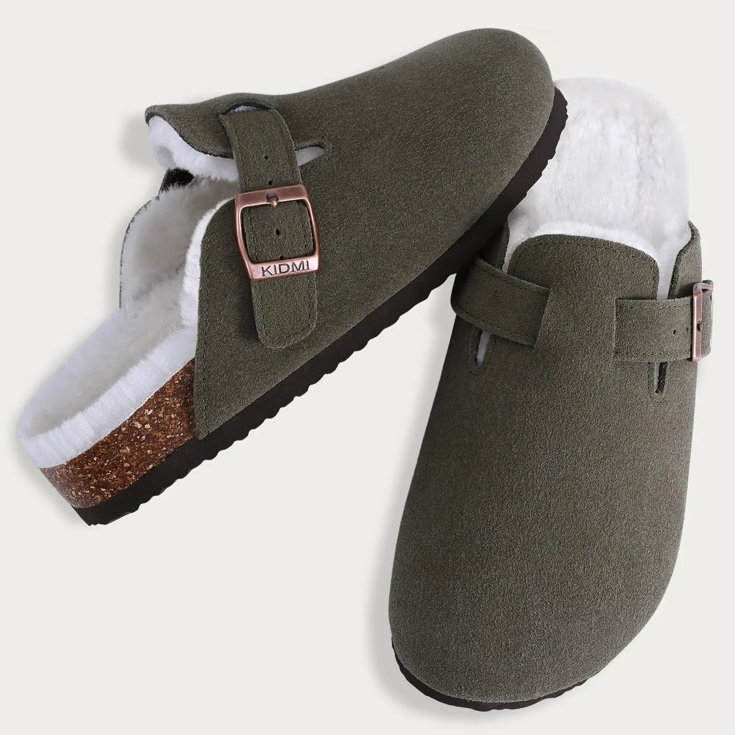 Fur-Lined Suede Clogs for Women – Cozy & Adjustable Comfort