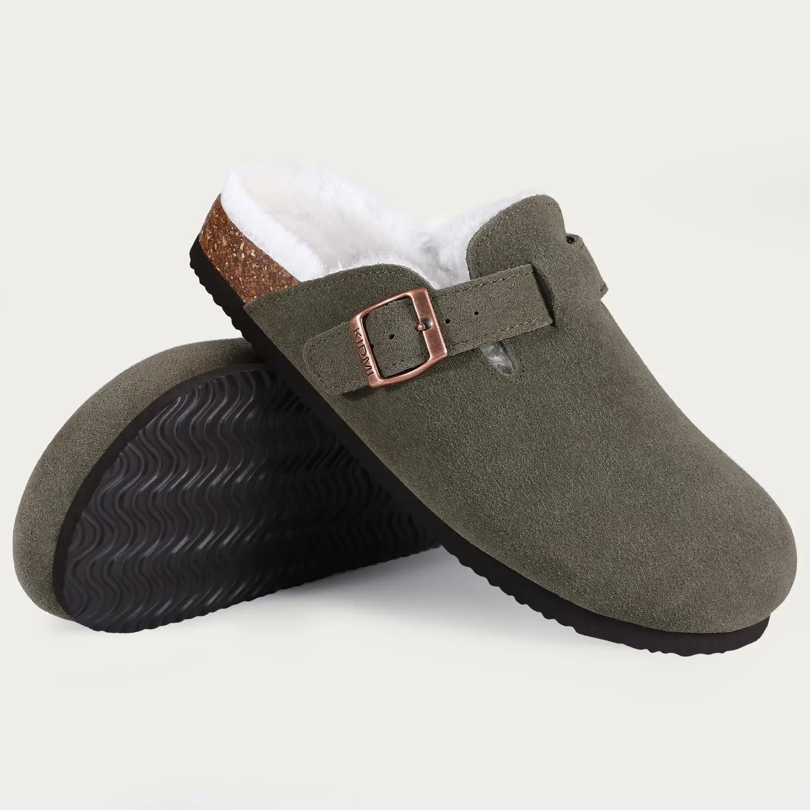 Fur-Lined Suede Clogs for Women – Cozy & Adjustable Comfort