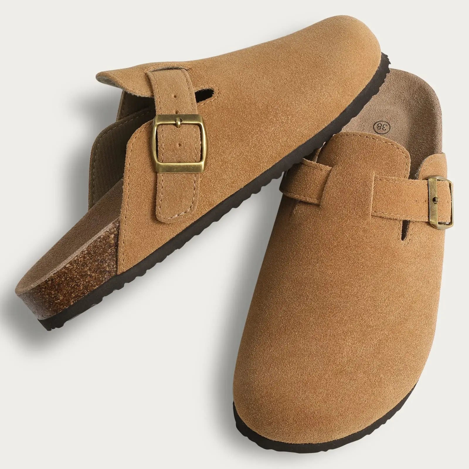 Fur-Lined Suede Clogs for Women – Cozy & Adjustable Comfort