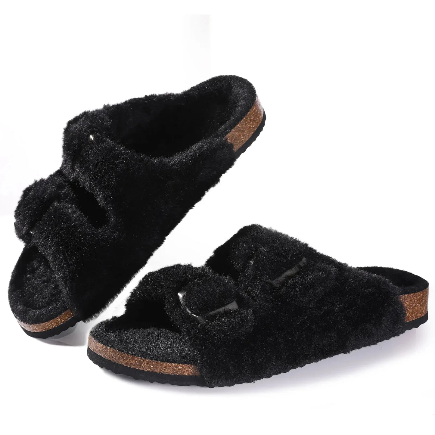 Fur-Lined Suede Clogs for Women – Cozy & Adjustable Comfort