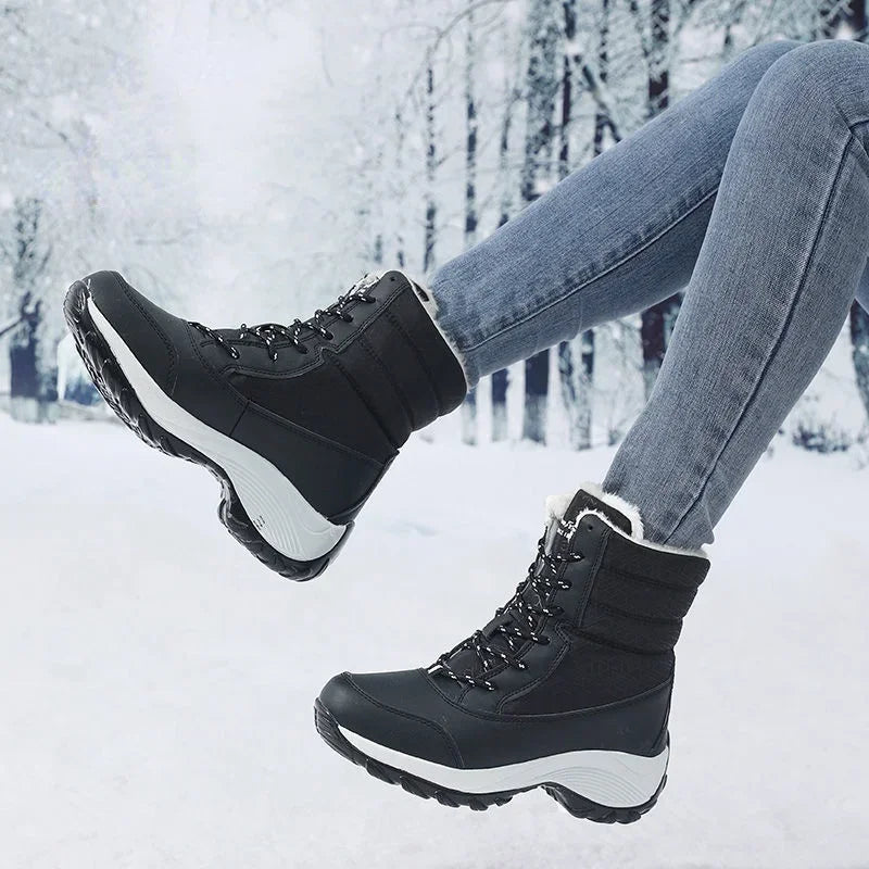 Fur-Lined Platform Snow Boots for Women – Cozy & Stylish